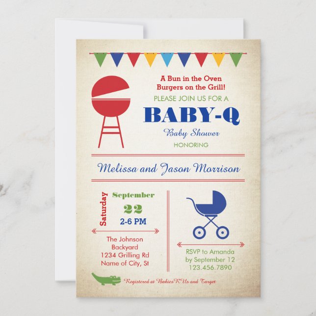 Retro Baby-Q Baby Shower Invitation (Front)