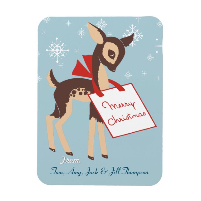Retro Baby Reindeer | Custom Christmas Flexible Magnet (Vertical)
