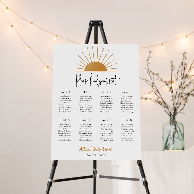 Retro Baby Shower Seating Chart  Foam Board (In Situ (Stand))