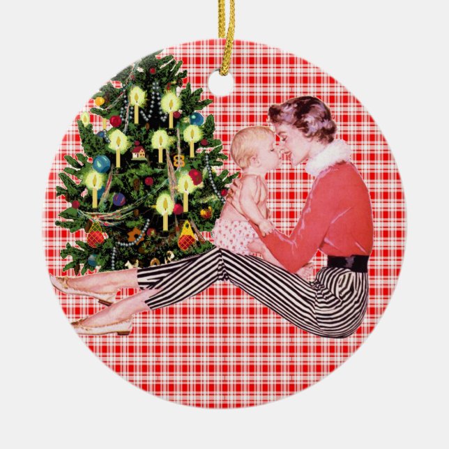 Retro Babys 1st Christmas Ornament (Front)