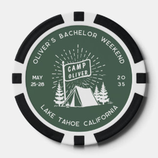 Retro Bachelor Party Weekend in the Woods | Green Poker Chips