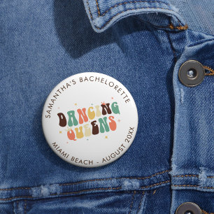 Retro Bachelorette Disco Bride Dancing Queens Button