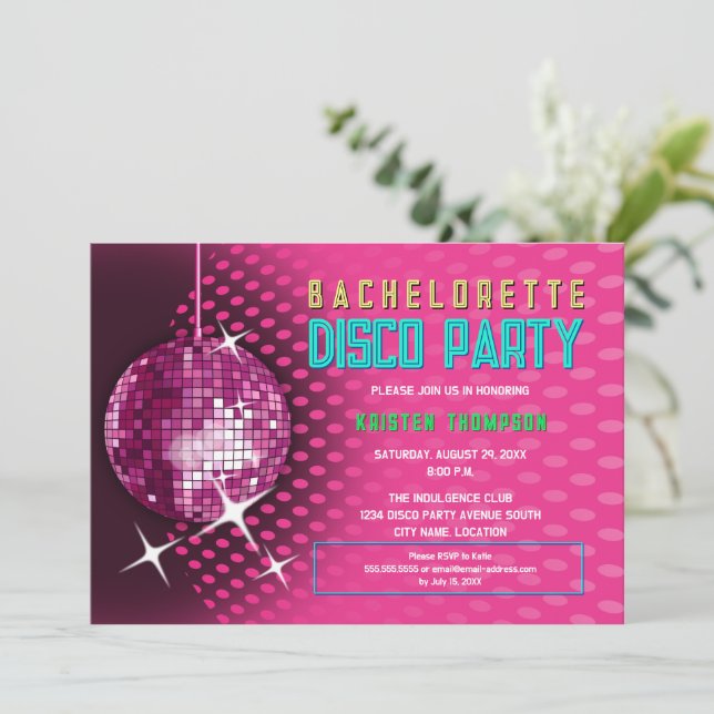 Retro Bachelorette Disco Party Invitation (Standing Front)
