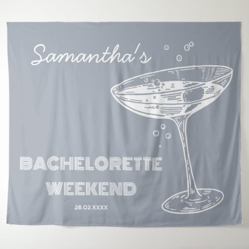 Retro Bachelorette Party Backdrop Blue Cocktail