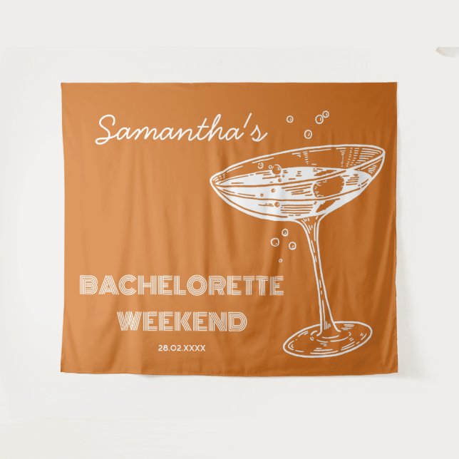 Retro Bachelorette Party Backdrop Boho Cocktail (Front (Horizontal))