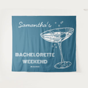 Retro Bachelorette Party Backdrop Boho Teal blue