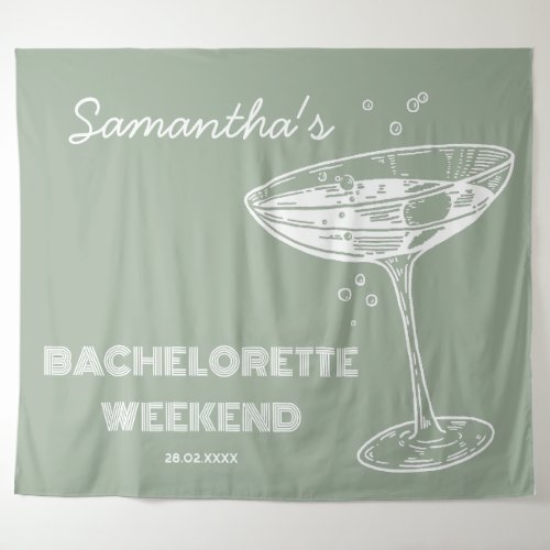 Retro Bachelorette Party Backdrop Green Cocktail