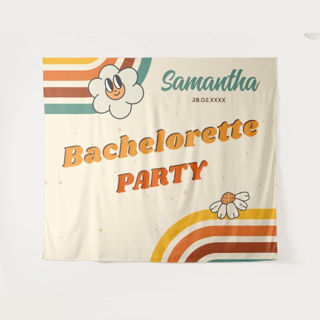 Retro Bachelorette Party Backdrop Groovy 70s (Front (Horizontal))