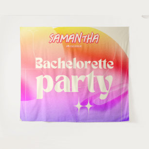 Retro Bachelorette Party Backdrop Groovy 70s Pink
