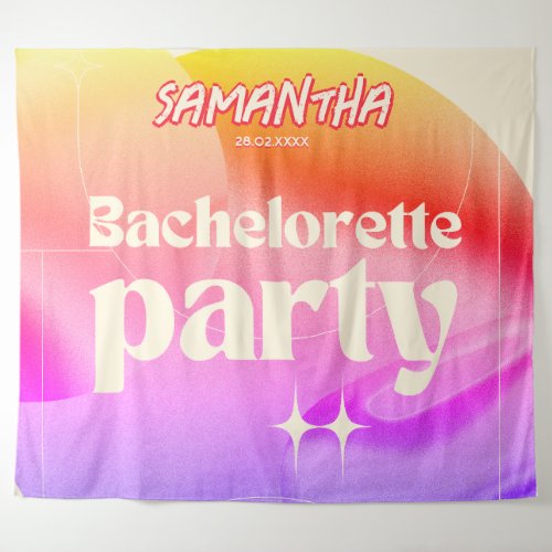 Retro Bachelorette Party Backdrop Groovy 70s Pink