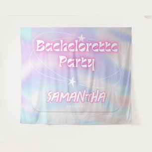 Retro Bachelorette Party Backdrop Groovy Pink