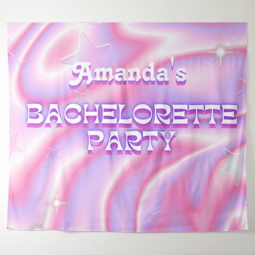 Retro Bachelorette Party Backdrop Groovy Pink