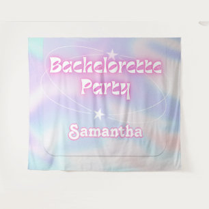 Retro Bachelorette Party Backdrop Groovy Pink
