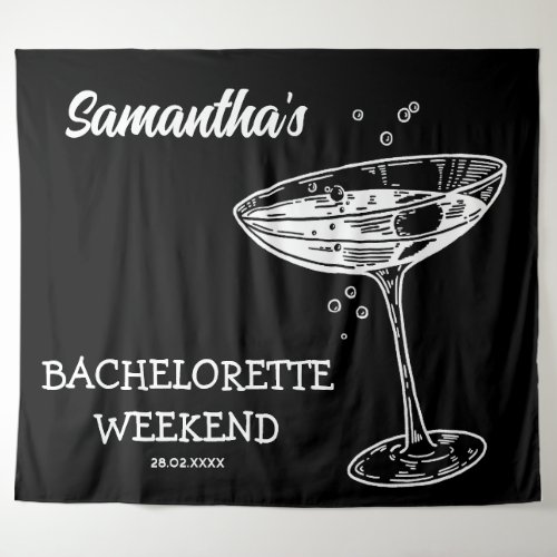 Retro Bachelorette Party Backdrop Modern Cocktail