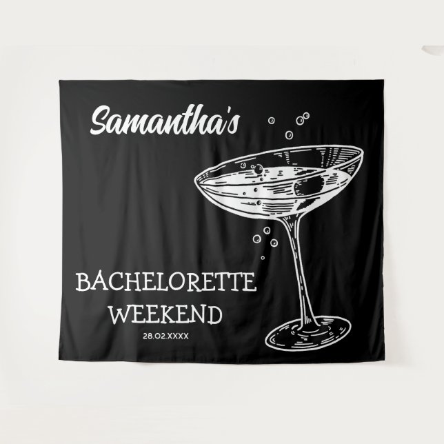 Retro Bachelorette Party Backdrop Modern Cocktail (Front (Horizontal))
