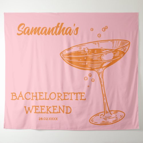 Retro Bachelorette Party Backdrop Modern Cocktail