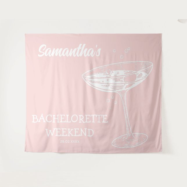 Retro Bachelorette Party Backdrop Modern Cocktail (Front (Horizontal))
