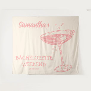 Retro Bachelorette Party Backdrop Pink Cocktail