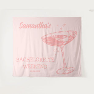 Retro Bachelorette Party Backdrop Pink Cocktail