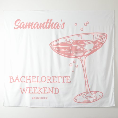 Retro Bachelorette Party Backdrop Pink Cocktail