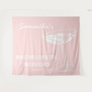 Retro Bachelorette Party Backdrop Pink Cocktail
