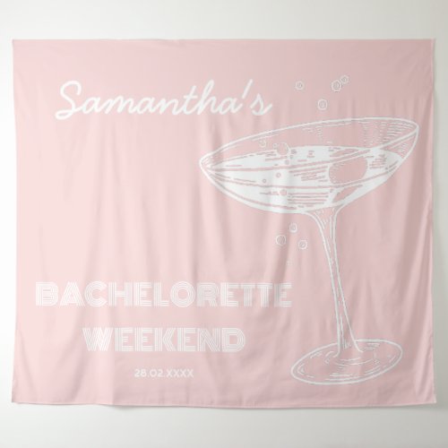 Retro Bachelorette Party Backdrop Pink Cocktail