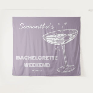 Retro Bachelorette Party Backdrop Purple Cocktail