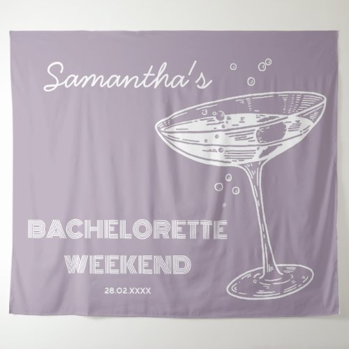 Retro Bachelorette Party Backdrop Purple Cocktail