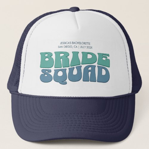 Retro Bachelorette Party Bride Squad Bridesmaid Trucker Hat