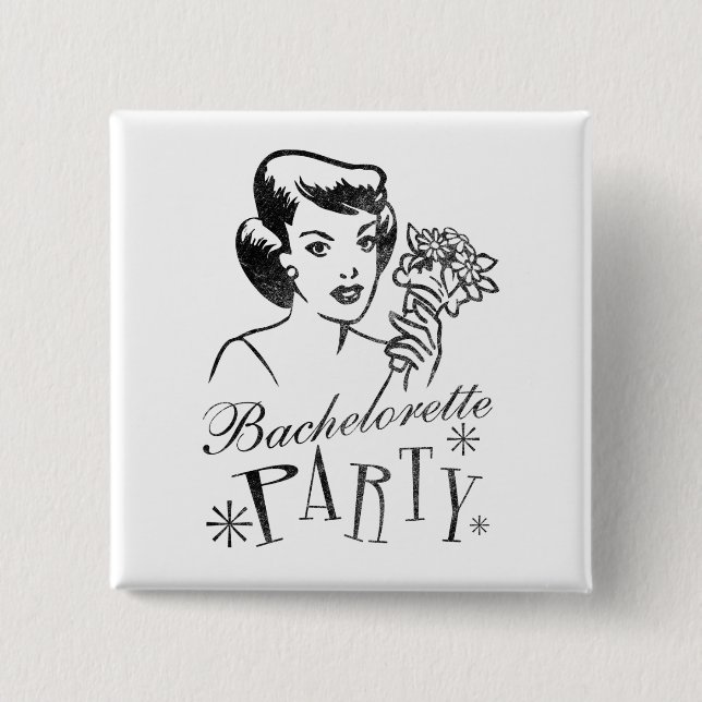 Retro Bachelorette Party Button (Front)