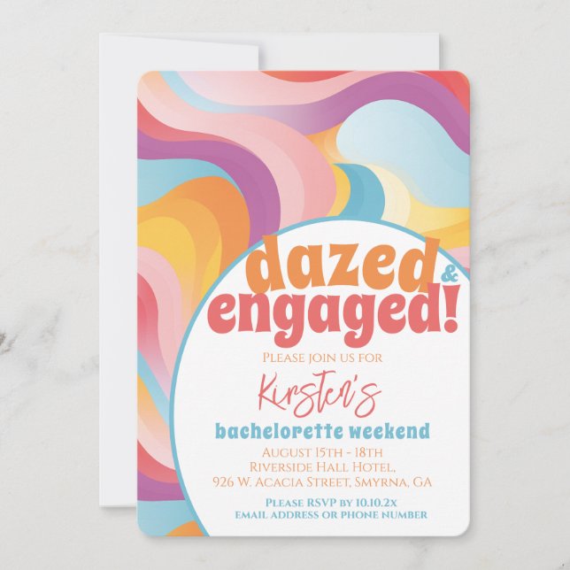 Retro Bachelorette Party Dazed And Engaged Invitation (Front)