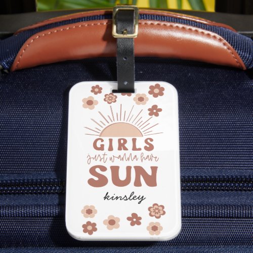Retro Bachelorette Party Girls Just Wanna Have Sun Luggage Tag