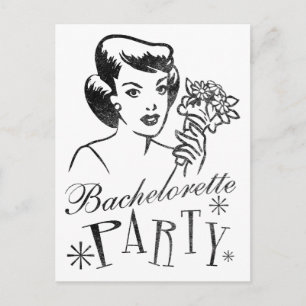 Retro Bachelorette Party Invitation Postcard