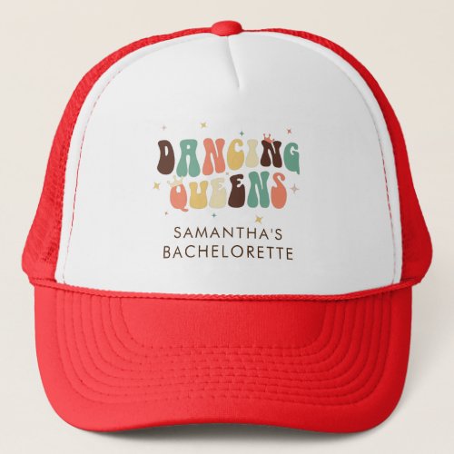 Retro Bachelorette Party Personalized Dancing Trucker Hat