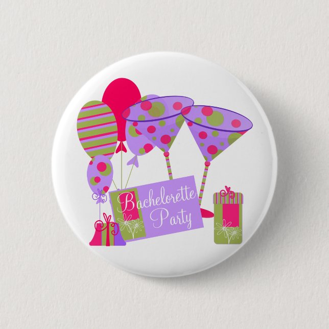 Retro Bachelorette Party Pinback Button (Front)
