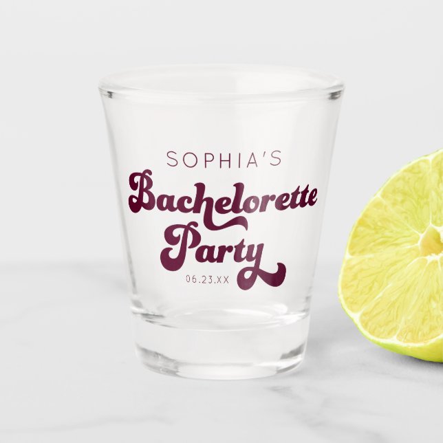 Retro Bachelorette Party Shot Glass (Front)
