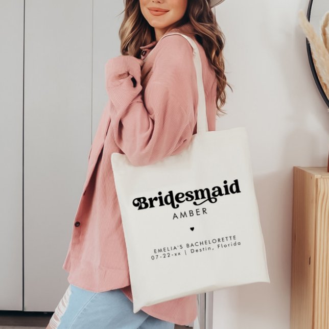 Retro Bachelorette Party Tote Bag Bridesmaid (Creator Uploaded)