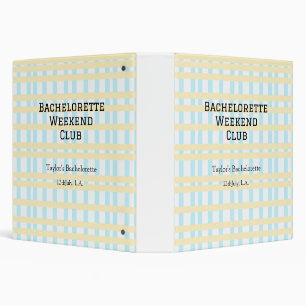 RETRO BACHELORETTE WEEKEND CLUB BLUE YELLOW DATE 3 RING BINDER