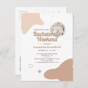 Retro Bachelorette Weekend Disco Party Invitation Postcard