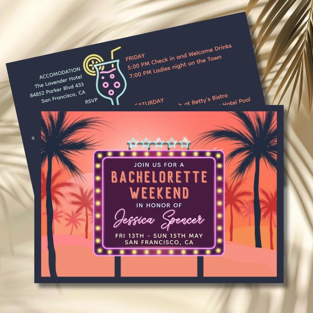 Retro Bachelorette Weekend Party Invitation (Bachelorette Weekend Party Invitation)