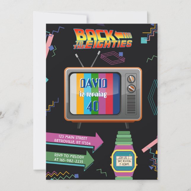 Retro Back to 80s Birthday Invitation (Front)