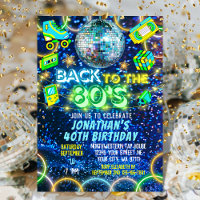 Retro Back to 80s Colorful Neon Glow Birthday