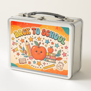 Retro. Back to school. Cute. Colourful.  Metal Lunch Box