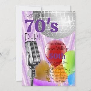 Retro Back To The 70's Birthday Party Invitation