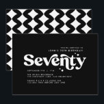 Retro back white modern minimal 70th birthday invitation<br><div class="desc">70th Birthday invite modern minimal simple retro black and white typography design.</div>