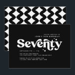Retro back white modern minimal 70th birthday invitation<br><div class="desc">70th Birthday invite modern minimal simple retro black and white typography design.</div>