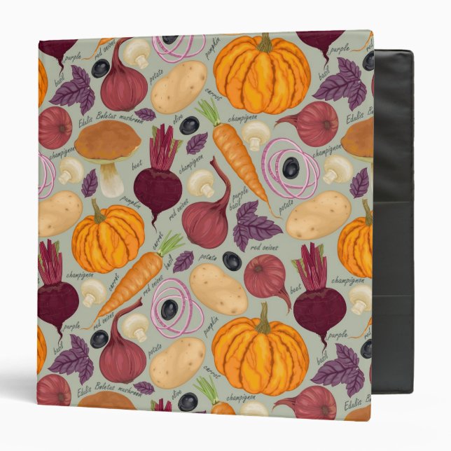 Retro background from fresh vegetables 3 ring binder (Front/Inside)