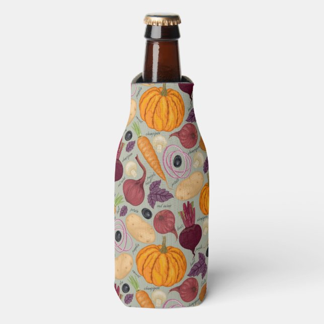 Retro background from fresh vegetables bottle cooler (Bottle Front)