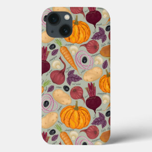 Retro background from fresh vegetables iPhone 13 case