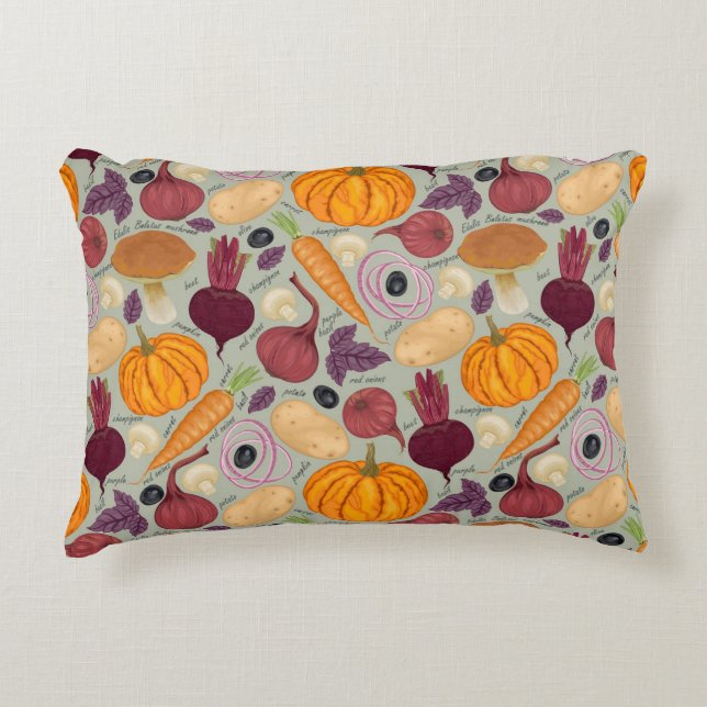 Retro background from fresh vegetables decorative pillow (Front)